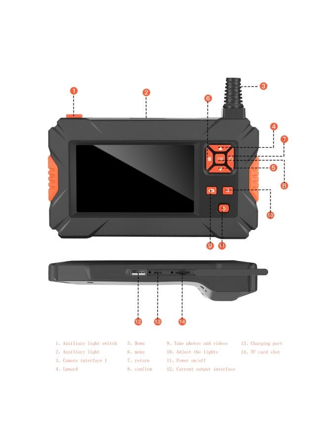 P130 11mm 4.3 inch Single Camera with Screen Endoscope, Length:5m