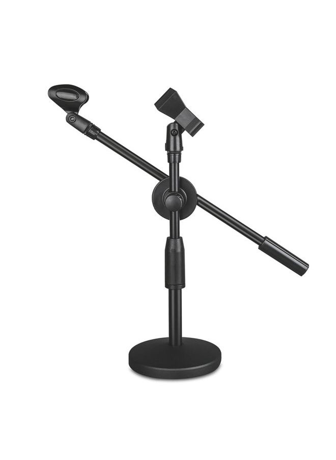 LKT-300 30-65cm Full Metal Disc Base Dual Microphone Stand,Size: 160mm Base