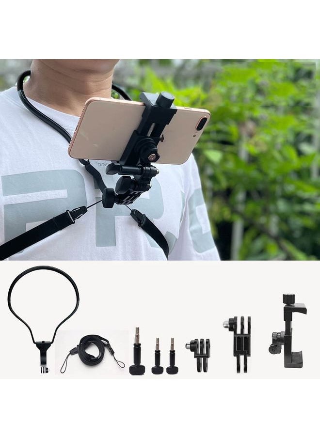 TUYU Camera Neck Holder Mobile Phone Chest Strap Mount  For Video Shooting//POV, Spec: With Phone Clip (Black)