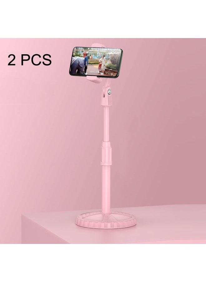 2 PCS Multifunctional Live Telescopic Mobile Phone Desktop Bracket(Cherry Blossom Pink)