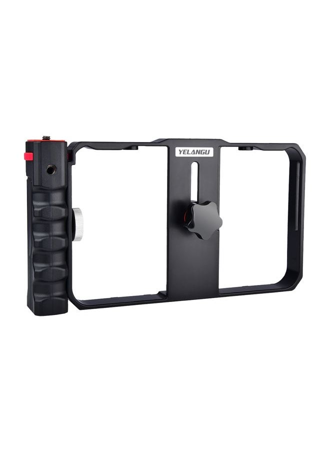 YELANGU YLG0901B Vlogging Live Broadcast Smartphone Plastic Cage Video Rig Filmmaking Recording Handle Stabilizer Bracket for iPhone, Galaxy, Huawei, Xiaomi, HTC, LG, Google, and Other Smartphones(Black)