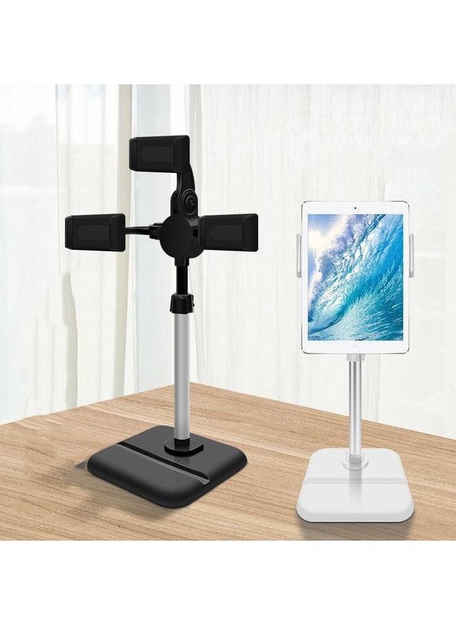 Telescopic Adjustment Live Frame Desktop Tablet Mobile Phone Bracket, Specification: K06 Three-seat (White)