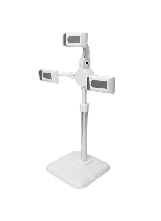 Telescopic Adjustment Live Frame Desktop Tablet Mobile Phone Bracket, Specification: K06 Three-seat (White)