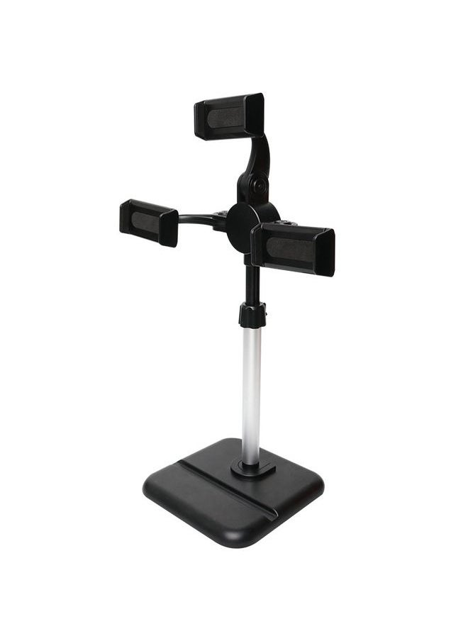 Telescopic Adjustment Live Frame Desktop Tablet Mobile Phone Bracket, Specification: K06 Three-seat  (Black)