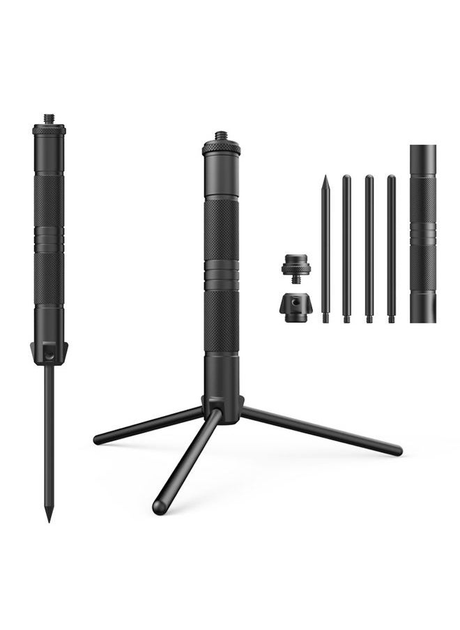 Foldable Portable Aluminum Alloy Tripod Light Stand Mobile Phone Live Tripod(Black)