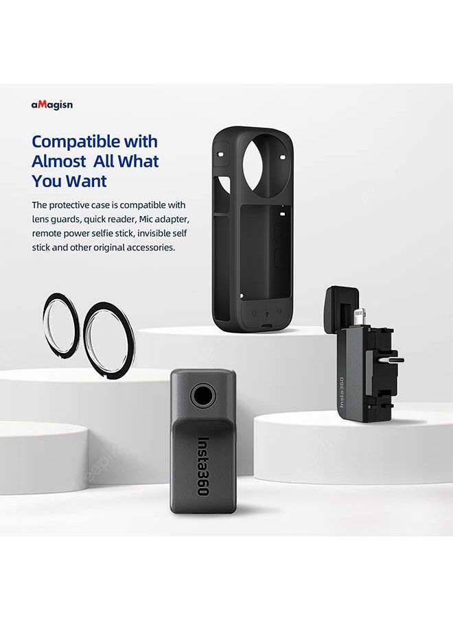 aMagisn Premium Silicone Body Case and Lens Sleeve for Insta360 X3 - Essential Protection Accessories for Insta360 X3 360-Degree Action Camera (Body Case + Lens Sleeve)