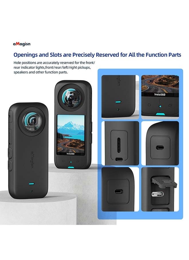 aMagisn Premium Silicone Body Case and Lens Sleeve for Insta360 X3 - Essential Protection Accessories for Insta360 X3 360-Degree Action Camera (Body Case + Lens Sleeve)