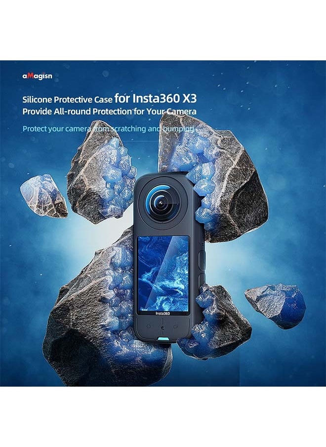aMagisn Premium Silicone Body Case and Lens Sleeve for Insta360 X3 - Essential Protection Accessories for Insta360 X3 360-Degree Action Camera (Body Case + Lens Sleeve)