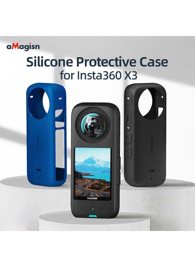 aMagisn Premium Silicone Body Case and Lens Sleeve for Insta360 X3 - Essential Protection Accessories for Insta360 X3 360-Degree Action Camera (Body Case + Lens Sleeve)