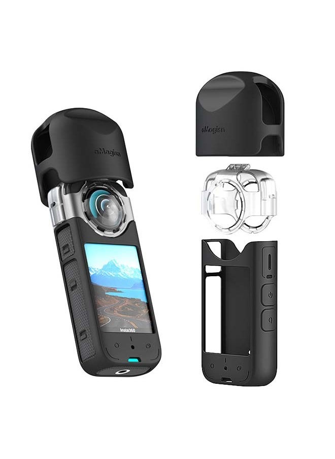 aMagisn Premium Anti-Fog Lens Protector and Protective Case with Buckle for Insta360 X3 - Essential Accessory for Action Cameras