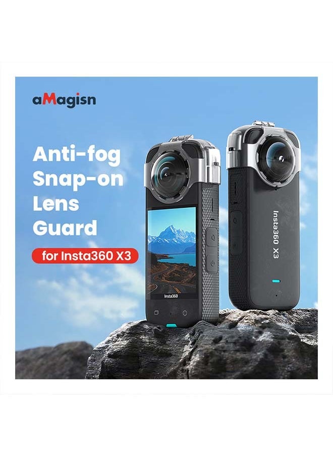 aMagisn Premium Anti-Fog Lens Protector and Protective Case with Buckle for Insta360 X3 - Essential Accessory for Action Cameras