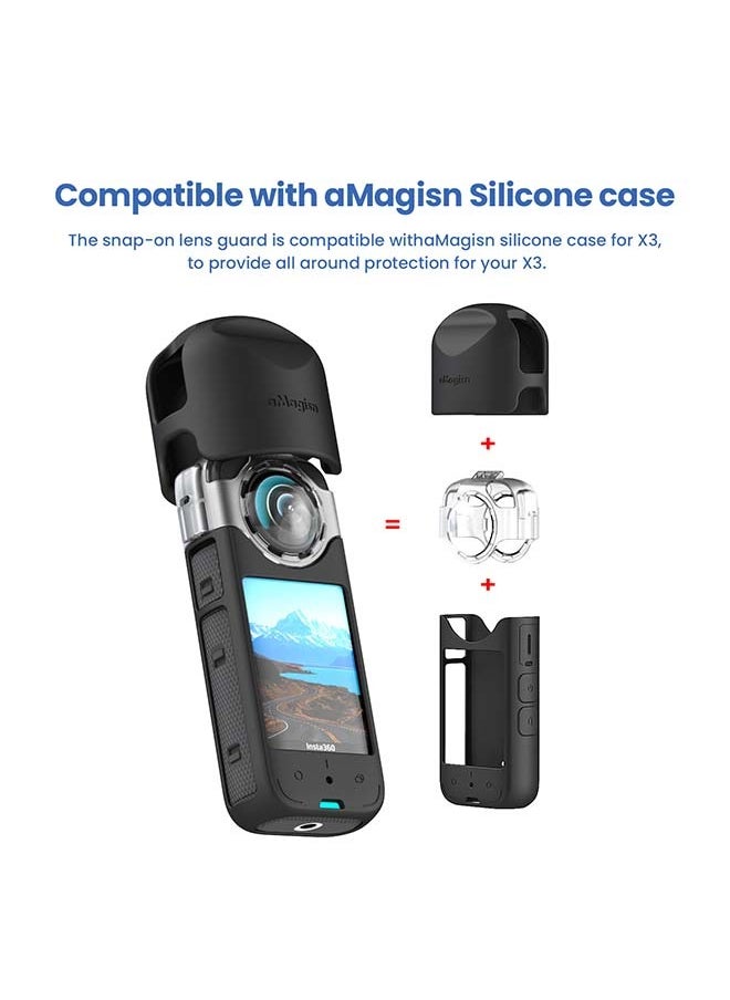 aMagisn Premium Anti-Fog Lens Protector and Protective Case with Buckle for Insta360 X3 - Essential Accessory for Action Cameras