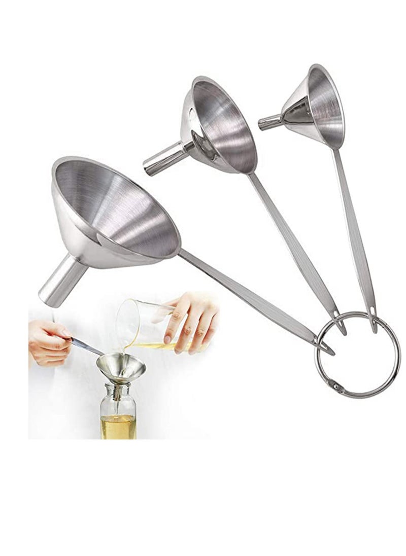 Funnels for Filling Bottles Stainless Steel Kitchen Funnel Set for Transferring Essential Oils Fluid Spice Dry Ingredients Powder, Durable and Dishwash Safe for Essential Oil, Flask, Liquid