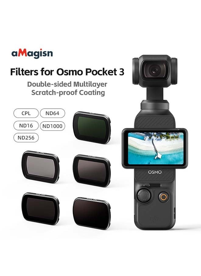 aMagisn Premium Filters and Protective Lens for DJI Osmo Pocket 3 - Essential Accessories for Action Cameras (ND16/64/256/1000)