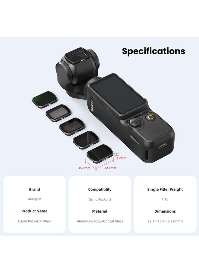 aMagisn Premium Filters and Protective Lens for DJI Osmo Pocket 3 - Essential Accessories for Action Cameras (ND16/64/256/1000)