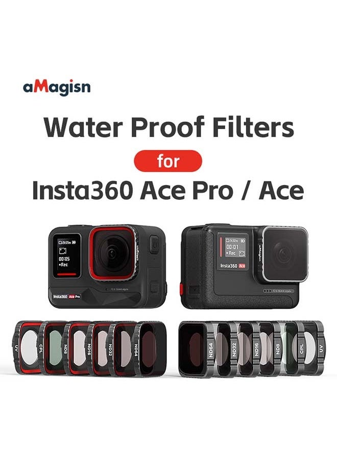 aMagisn Premium Waterproof Filters and Protective Lenses for Insta360 Ace Pro - Essential Accessories for Insta360 Ace Pro Action Cameras (AcePro - ND8 + 16 + 32 + 64)