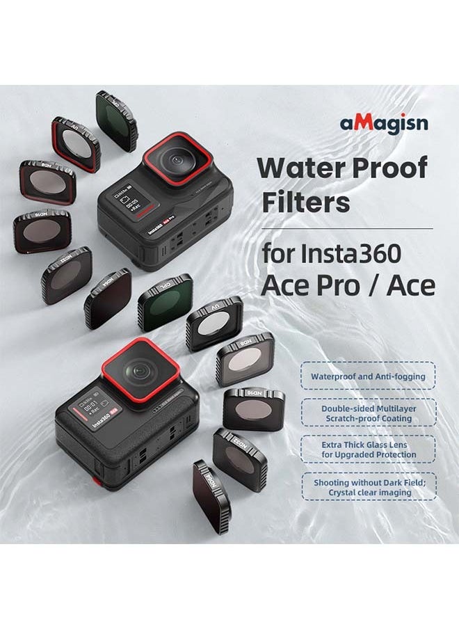 aMagisn Premium Waterproof Filters and Protective Lenses for Insta360 Ace Pro - Essential Accessories for Insta360 Ace Pro Action Cameras (AcePro - ND8 + 16 + 32 + 64)