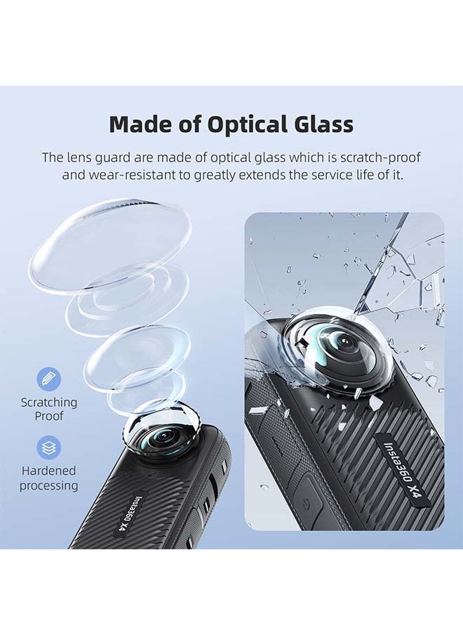 aMagisn Premium Lens Glass Protective Lenses and Cleaning Cloth for Insta360 X4 - Essential Protection Accessories for Insta360 X4 Action Camera (2 Lens Protective Lenses and 1 Cleaning Cloth)