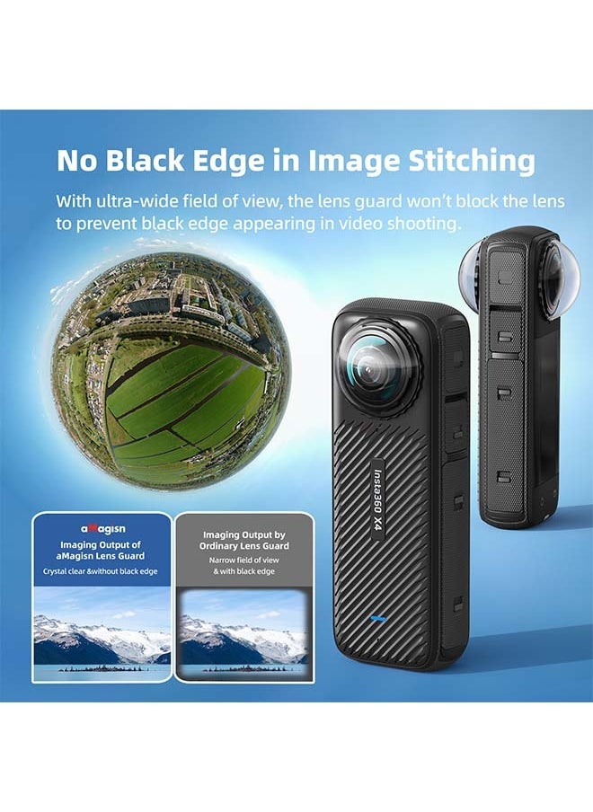 aMagisn Premium Lens Glass Protective Lenses and Cleaning Cloth for Insta360 X4 - Essential Protection Accessories for Insta360 X4 Action Camera (2 Lens Protective Lenses and 1 Cleaning Cloth)