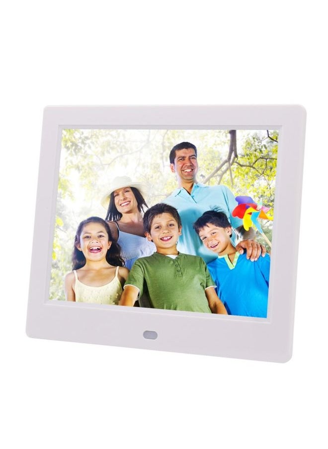 AC 100-240V 8 inch TFT Screen Digital Photo Frame with Holder & Remote Control, Support USB / SD Card Input (White)