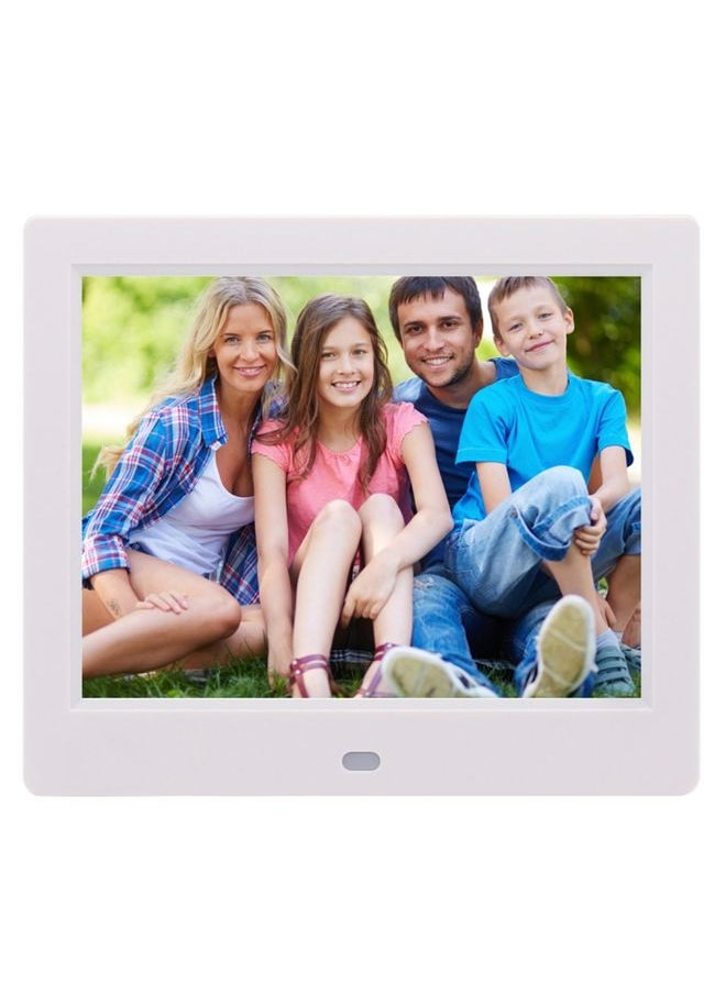 AC 100-240V 8 inch TFT Screen Digital Photo Frame with Holder & Remote Control, Support USB / SD Card Input (White)