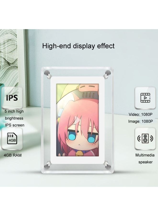 5 Inch HD Digital Photo Frame Crystal Advertising Player 1080P Motion Video Picture Display Player(UK Plug)