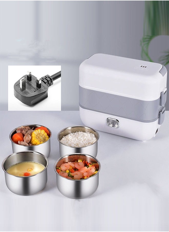 2-Layer Portable Electric Food Heater Lunch Box, Mini Removable 304 Stainless Steel 220v Food Heater