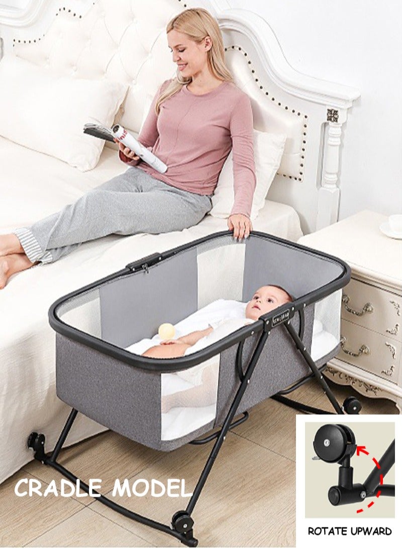 Baby Crib Portable Folding Cradle Bedside Bed Mobile Baby Bed Sleeping Basket Bb Bed Newborn Splicing Big Bed