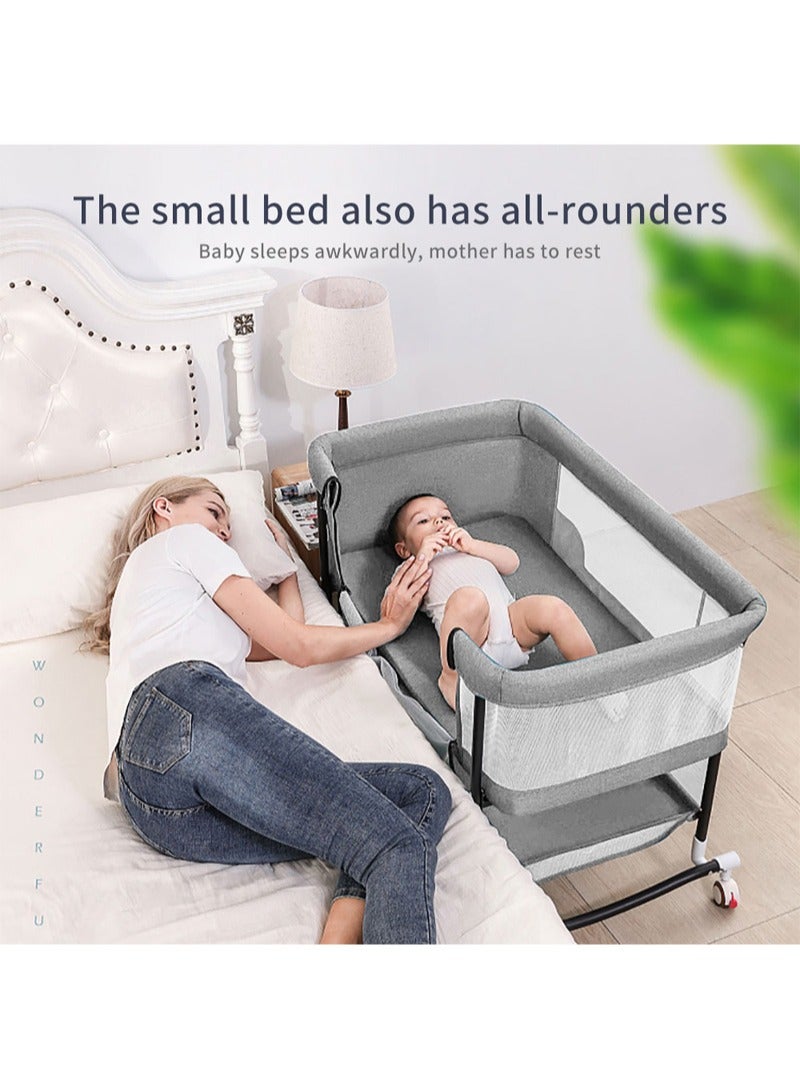 Portable European Style Baby Bed Newborn Baby Cradle Children's Sleeping Basket Bed With Universal Wheels Foldable Anti-Mosquito Bite Breathable 85*67*70cm