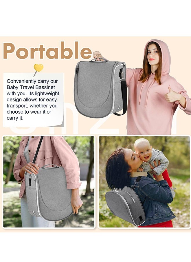 Baby Anti-Pressure Travel  Lightweight And Foldable Carry Bag Portable Bassinets With 2 In 1 Mosquito And Canopy Grey