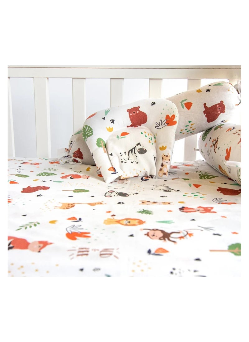 Yellow Doodle Cot Bedsheet Set - Baby Animals