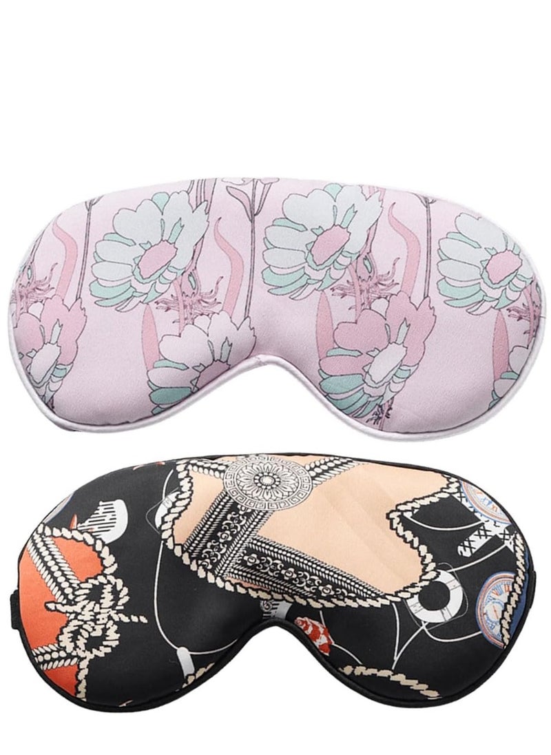 Silk Eye Mask 2 Pack Eye Strap Eye Sleeping Mask Eye Sleep Shade Cover for Summer Travel Yoga Nap