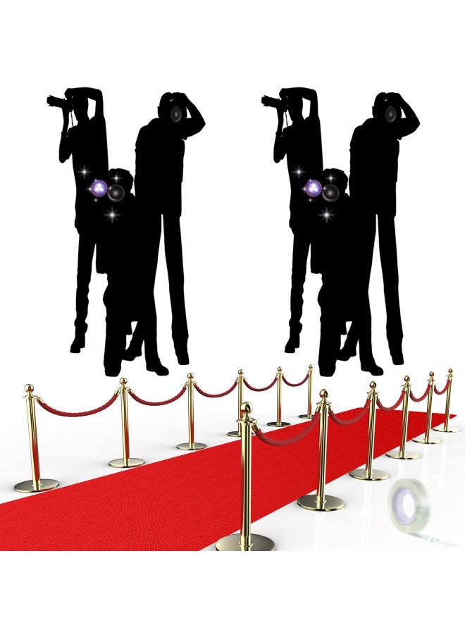 Halloween Paparazzi Props Photo Backdrop Red Carpet Runner for Party, Red Carpet Party Decorations Party Accessory Set, 6 Pieces with Red Carpet Runner for Academy Awards Outdoor Movie Night Party