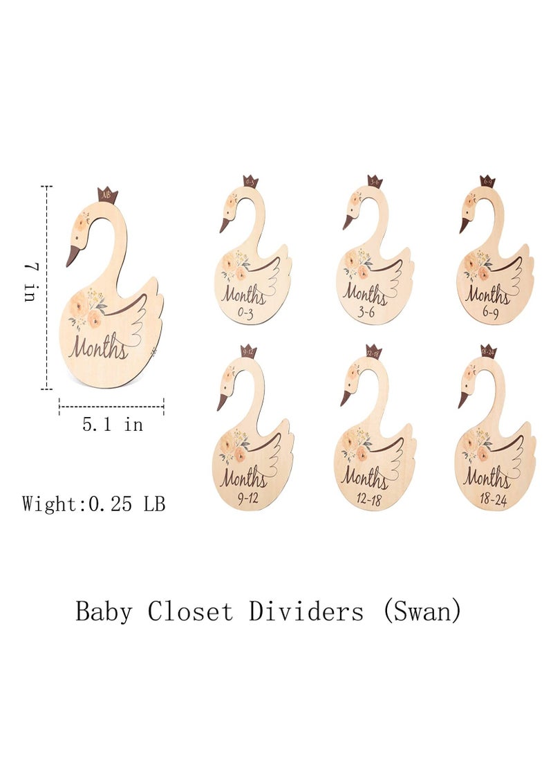 Baby Closet Dividers for Clothes Organizer Beautiful Wooden Double-Sided Baby Clothes Size Hanger Organizers for Newborn to 24 Months for Nursery Decor