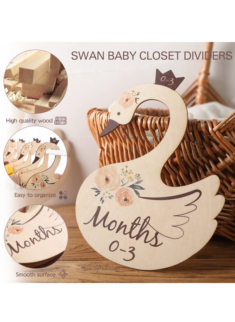 Baby Closet Dividers for Clothes Organizer Beautiful Wooden Double-Sided Baby Clothes Size Hanger Organizers for Newborn to 24 Months for Nursery Decor