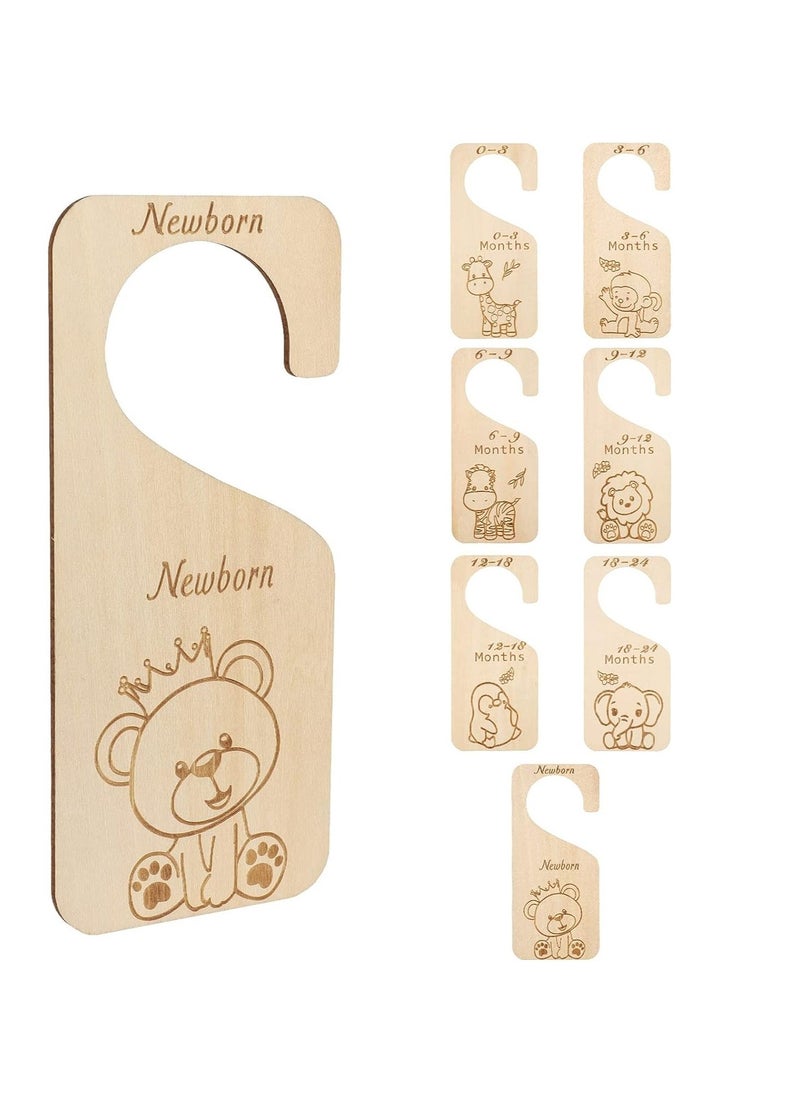 Baby Closet Dividers for Clothes Organizer -Beautiful Wooden Double-Sided Baby Clothes Size Hanger Organizers for Newborn to 24 Months for Nursery Decor