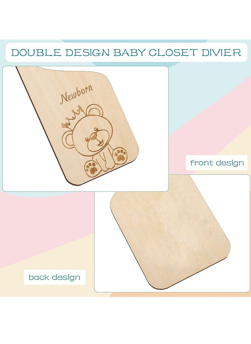 Baby Closet Dividers for Clothes Organizer -Beautiful Wooden Double-Sided Baby Clothes Size Hanger Organizers for Newborn to 24 Months for Nursery Decor