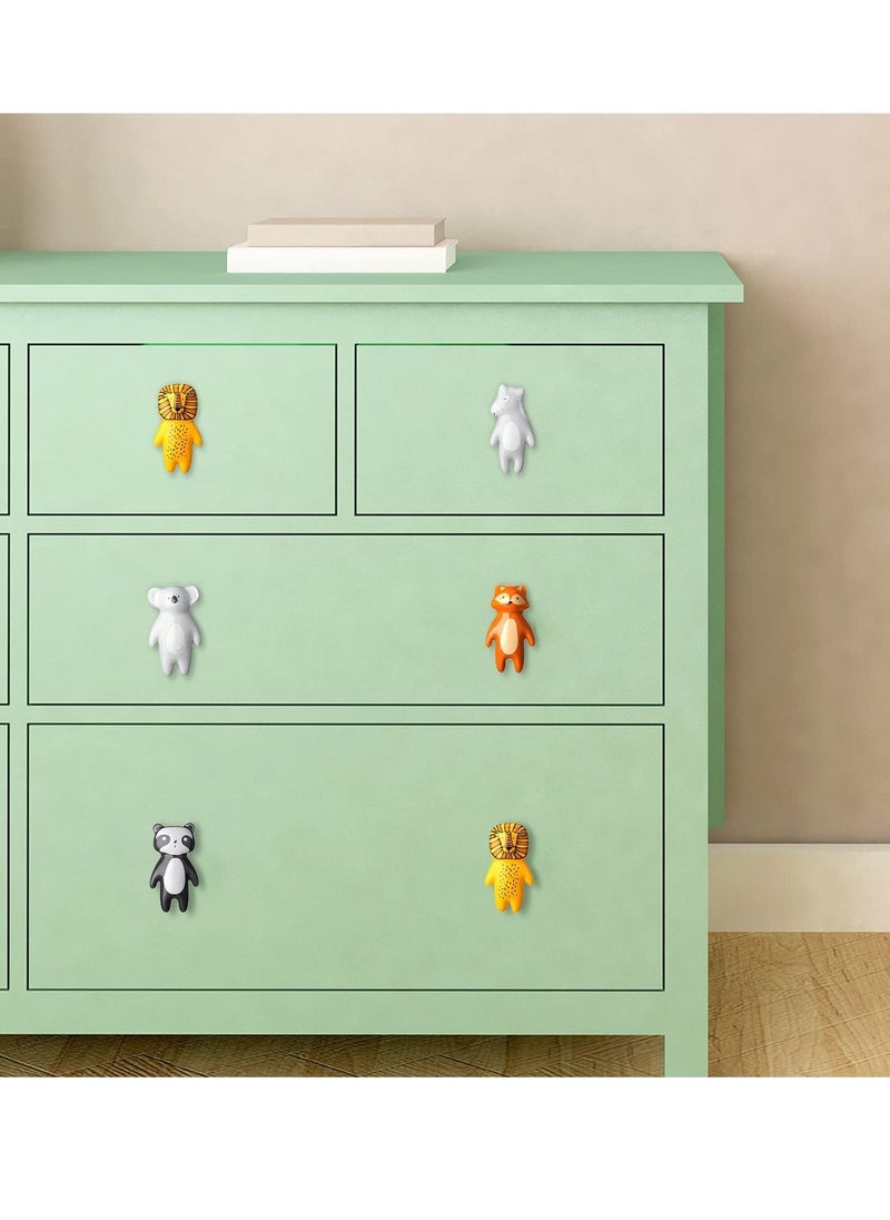 Adorable 5-Piece Animal Drawer Pulls - Ceramic Cabinet Knobs for Kids' Dressers, Nursery Rooms, Bedrooms, Bathrooms, and Kitchens - Cute Cupboard Handles for a Playful Touch!