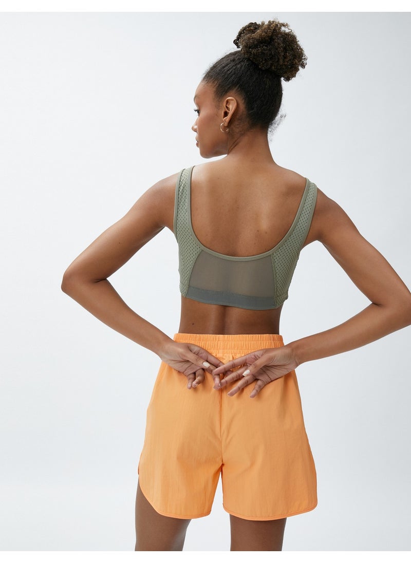 Ebru Şallı Loves Sport - Elastic Sports Bra with Tulle Detail