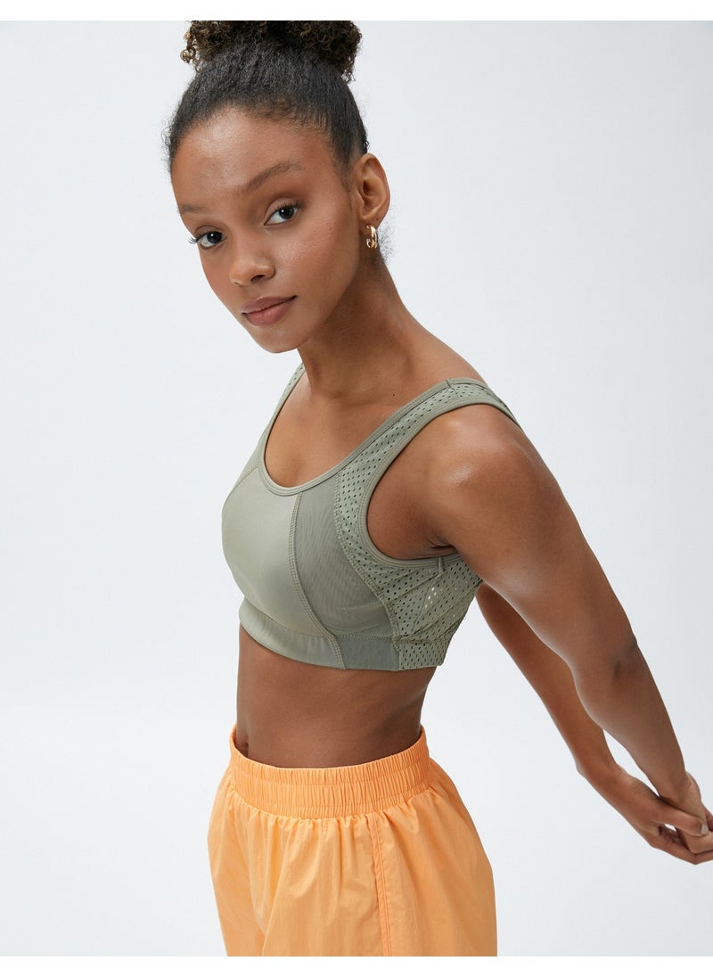 Ebru Şallı Loves Sport - Elastic Sports Bra with Tulle Detail