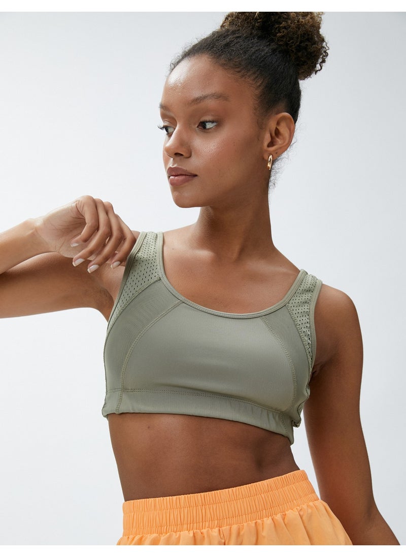 Ebru Şallı Loves Sport - Elastic Sports Bra with Tulle Detail