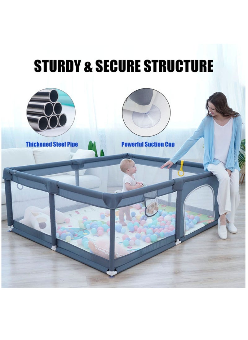 Baby Playpen, Playpen for Babies and Toddlers,150*180*68 cm Baby Play Pen for Toddler,Sturdy Safety Baby Fence with Anti-Slip Base, Play Yard Indoor Outdoor Kids Activity Center