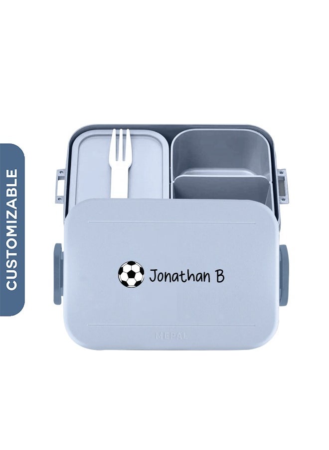 Medium Personalised Bento Lunch box Take a Break - Nordic blue