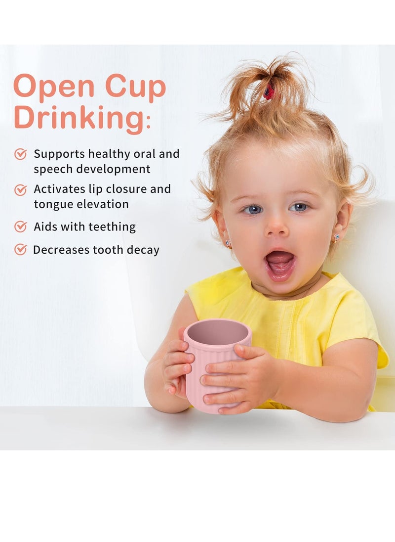 Toddler Cups Silicone Baby Cup - Mini Open Cup for Babies and Toddlers, Unbreakable Drinking Training Cup, BPA Free, 2 Pack, 6 Months+