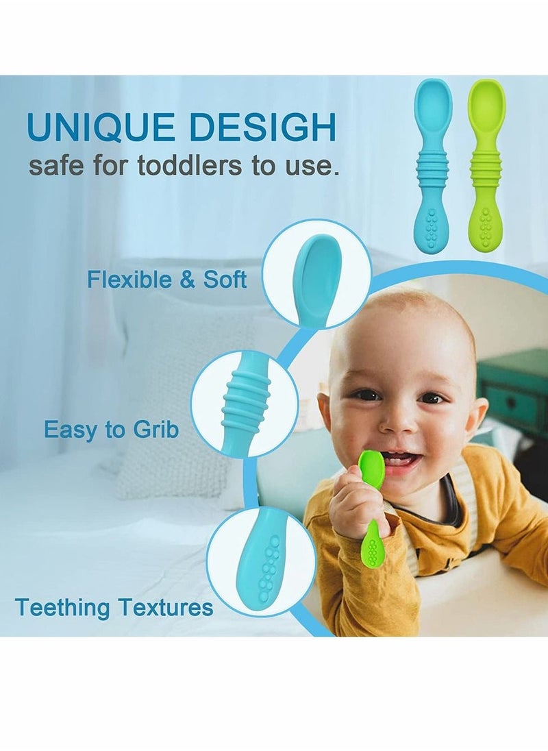 4 Pack Silicone Baby Spoons Self Feeding Training Spoon for Baby Led Weaning First Stage Baby Feeding Spoon Set Gum Friendly BPA Lead Phthalate and Plastic Free Great Gift Set