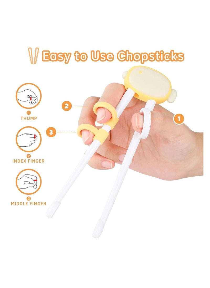 3 Pieces Toddler Utensils Kids Training Chopsticks and Bendable Stainless Steel Toddler Fork and Spoon for Child and Toddler Safe Flatware Set