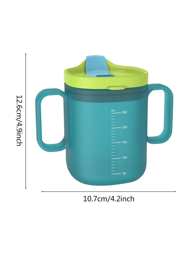 Toddler Sippy Cups Drinks Water Bottles Trainer Cup with Handles Spill-proof for Toddlers 6 Months+ Children's Milk Scale Children Portable Reusable (Green 250ml)