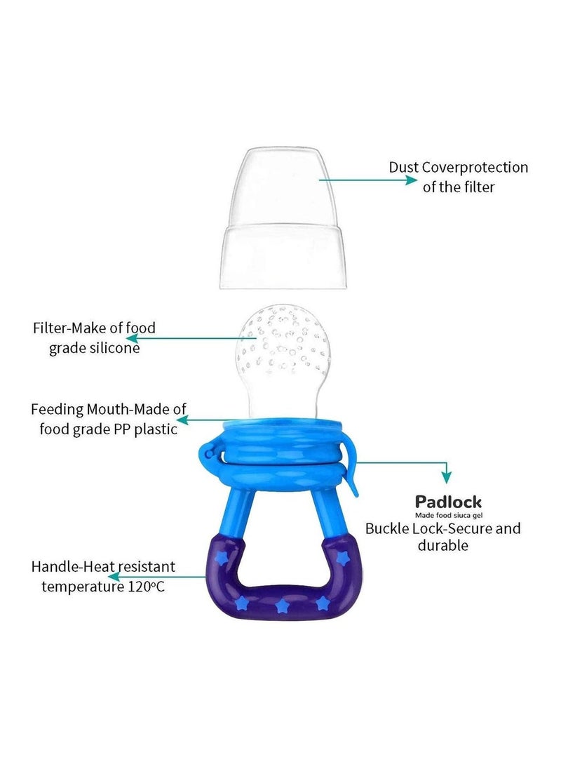 11 Pack Baby Food Fresh Fruit Feeder Pacifier Set: Including 2*Baby Feeding Spoons 3*Pacifier Feeder Teething Toys for Baby 3*Baby Finger Toothbrushes and 3*Pacifier Clips