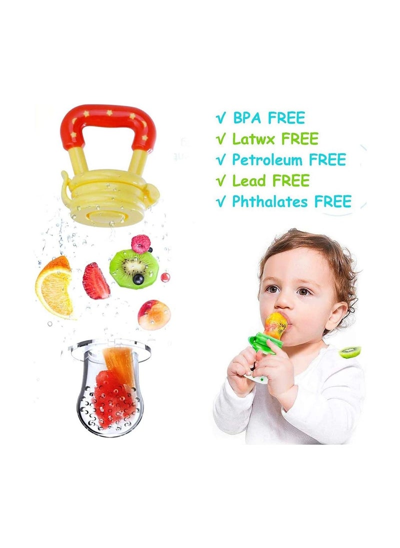 11 Pack Baby Food Fresh Fruit Feeder Pacifier Set: Including 2*Baby Feeding Spoons 3*Pacifier Feeder Teething Toys for Baby 3*Baby Finger Toothbrushes and 3*Pacifier Clips