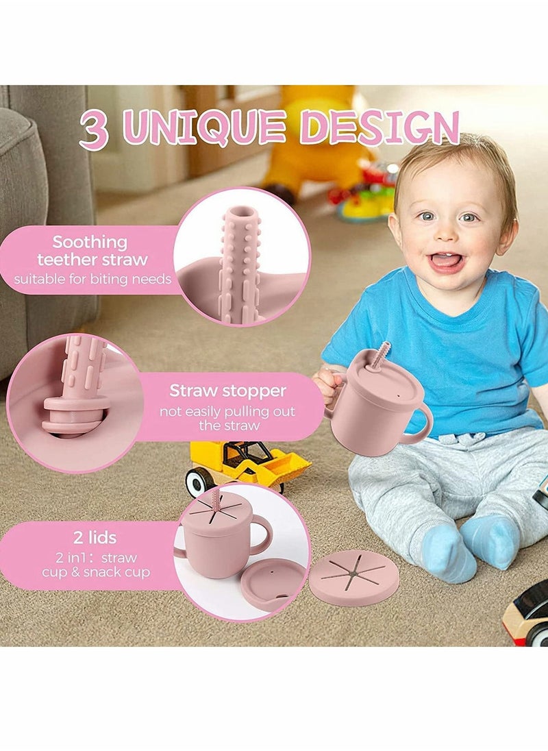 Silicone Sippy Cups for Baby, Sippy Cup & Snack 2-in-1 Container for Toddlers